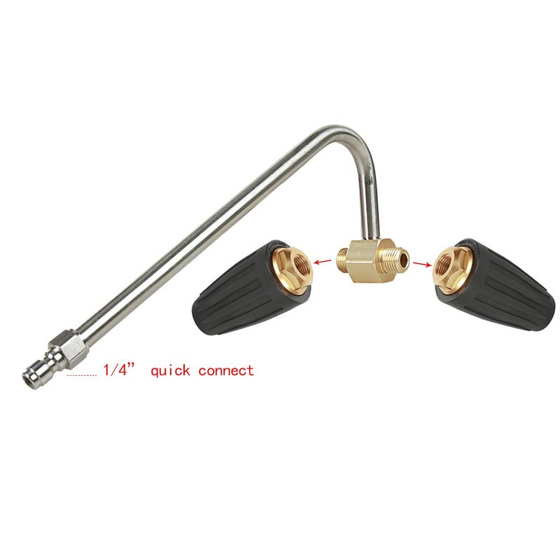 CHAVOR Pressure Washer Gutter Cleaner, Two Rotating Turbo Nozzles Attachment, 1/4 Inch Quick Connect, 4000 PSI - Image 4